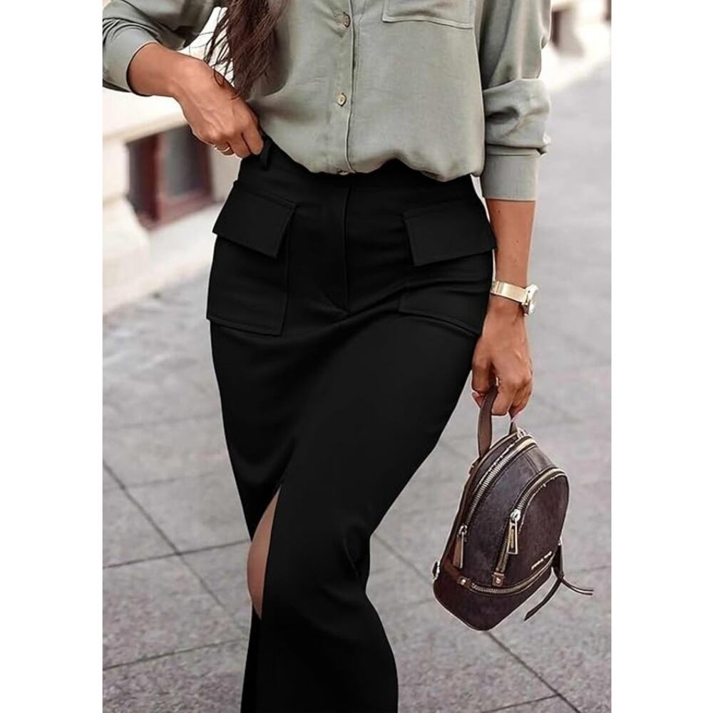 NEW Black Mid Length Pencil Skirt - Picture 3 of 6